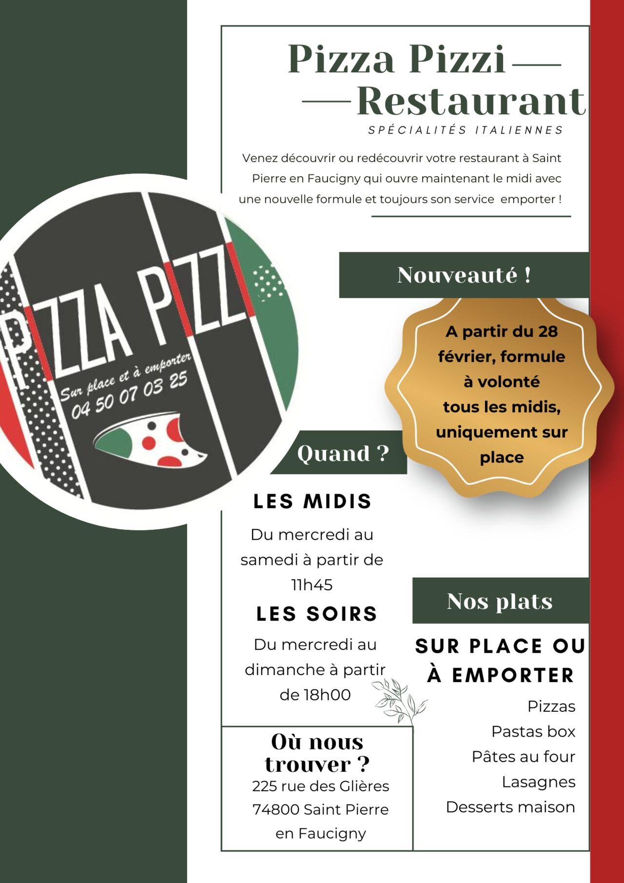 Maintenant ouvert le midi !