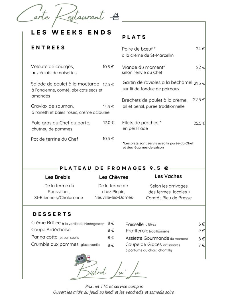 CARTE WEEK END