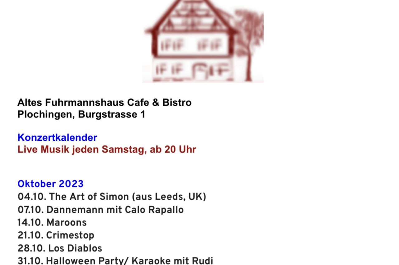 Konzerttermine Oktober 2023