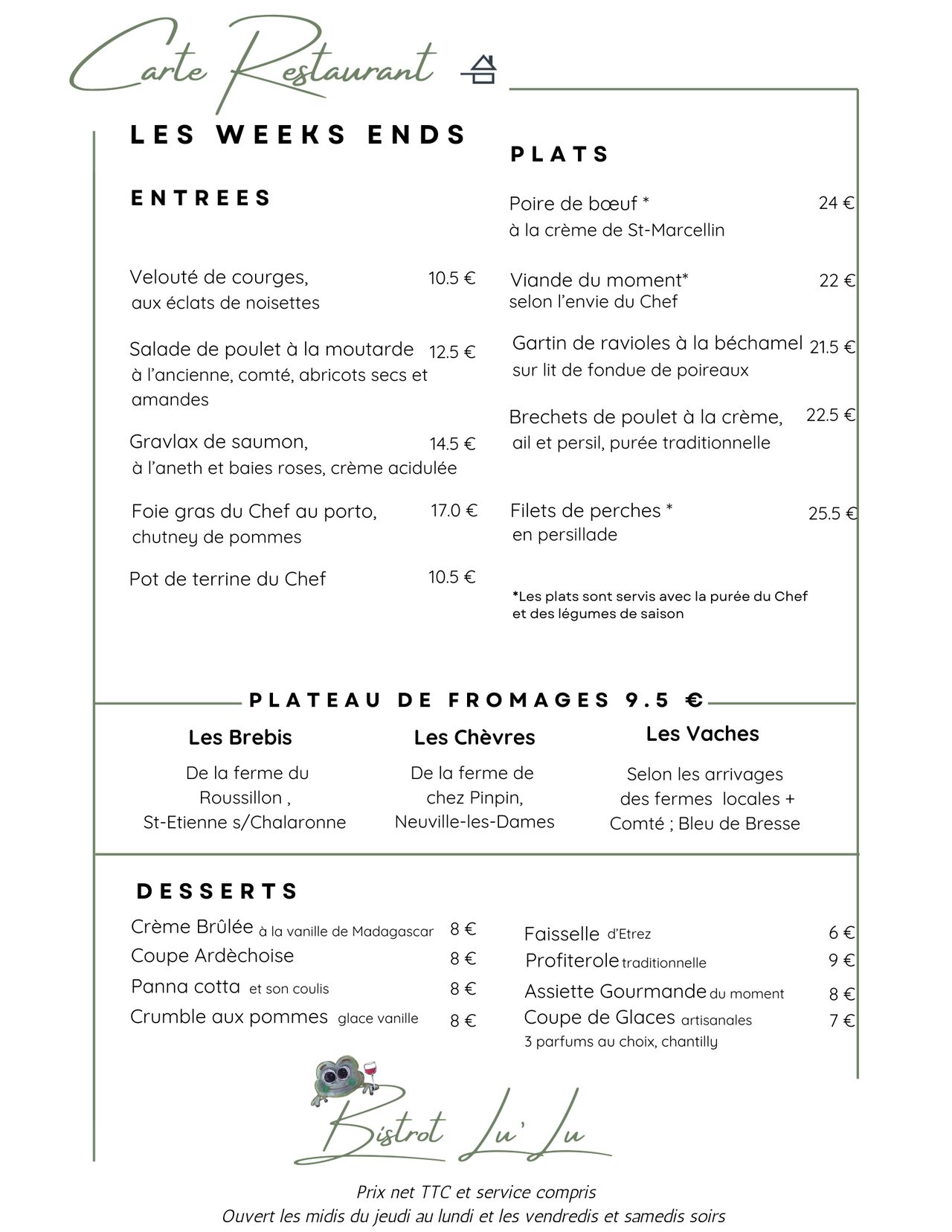 CARTE WEEK END