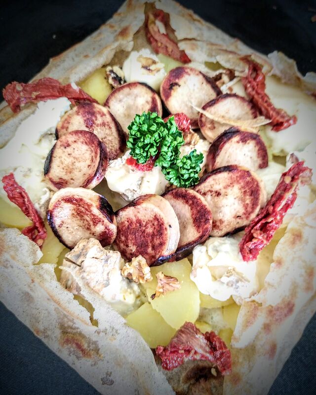 Galette, brie dongé, boudin blanc d'haybes