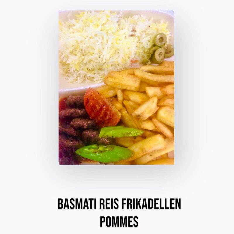 Basmati Reis Frikadellen Pommes