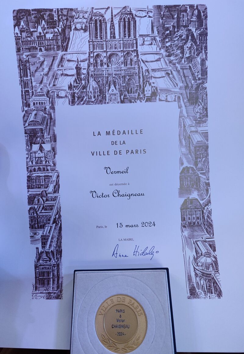 Médaille Vermeil de la ville de Paris 15 mars 2024