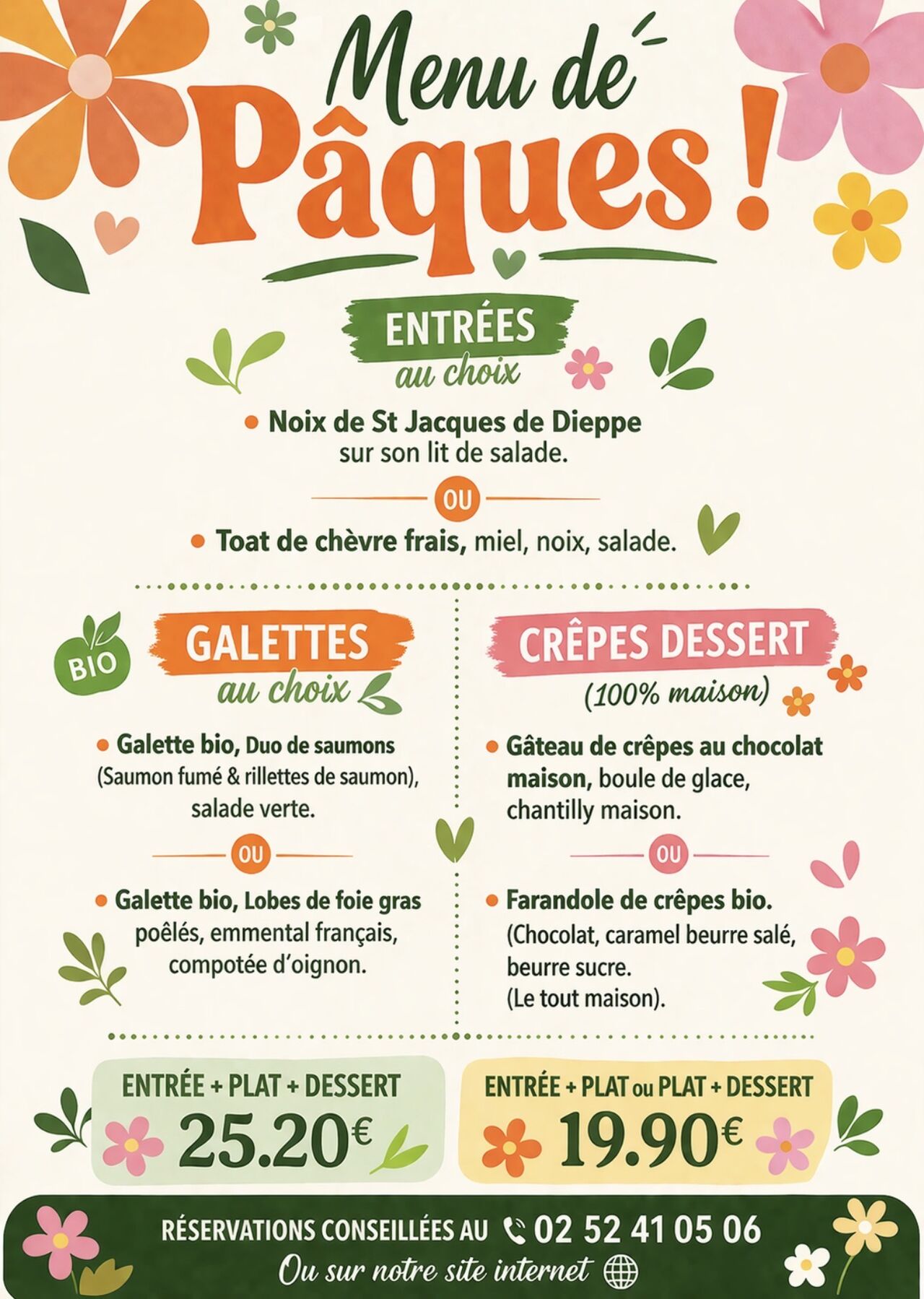 Notre menu spécial Pâques !