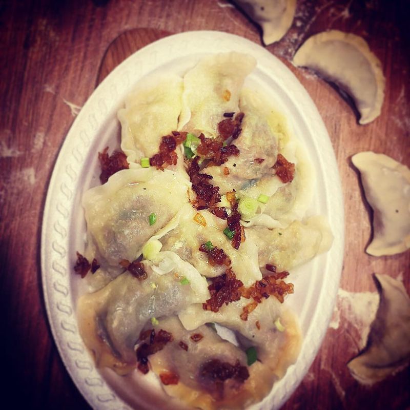 Pierogi z kaczką z warzywami z dodatkiem marchewki i pieczarek :) 