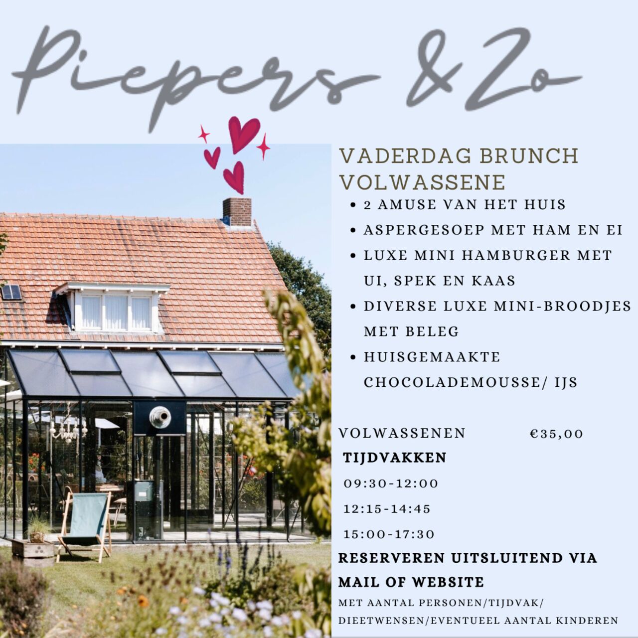 Brunch Vaderdag volwassen menu