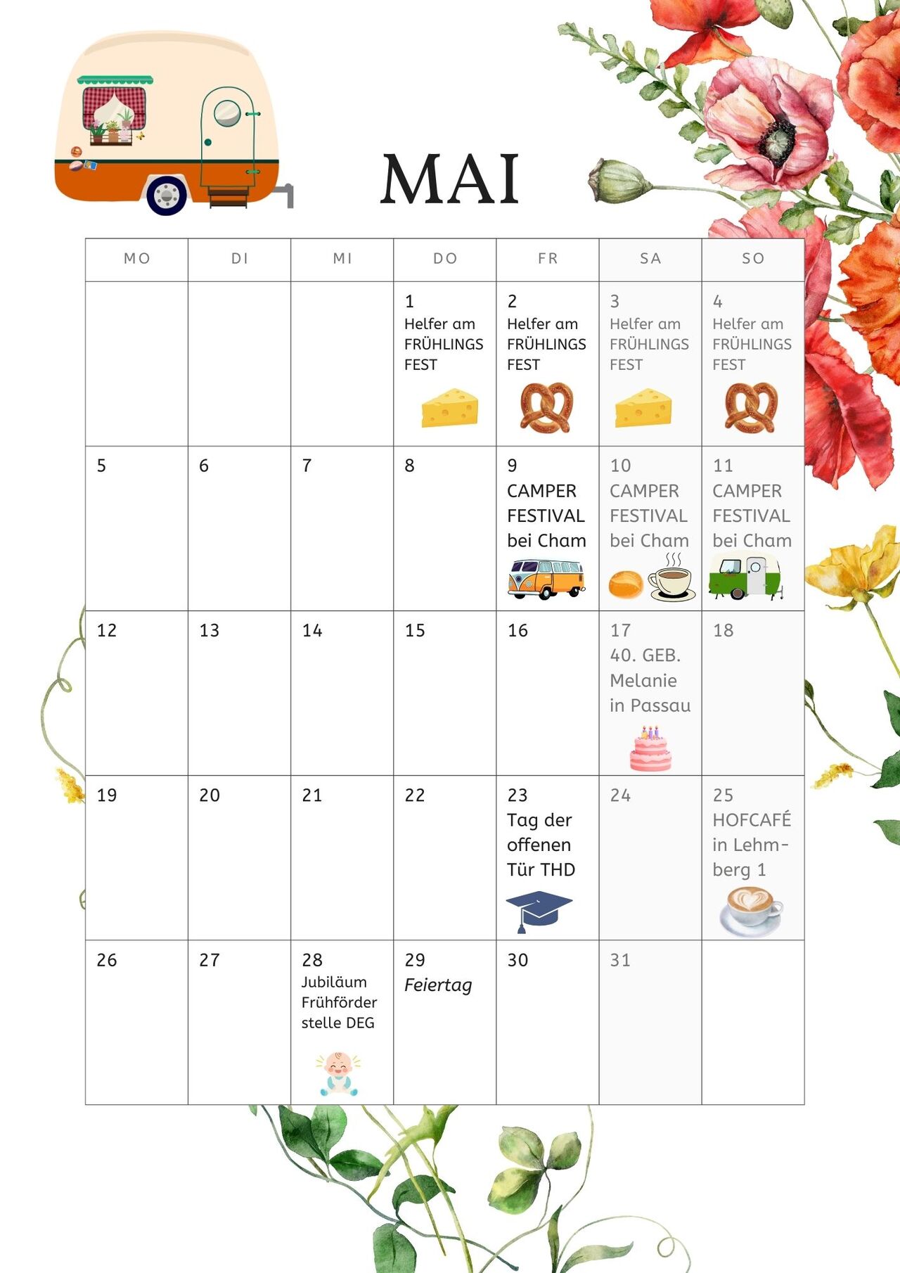 Terminübersicht Mai 2025