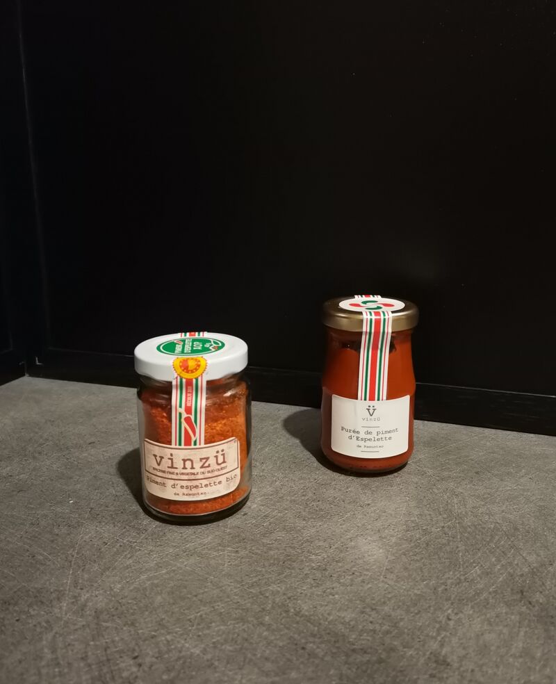 Poudre de Piment d'Espelette 40g=9.50€ / Purée de Piment d'Espelette 90g=7.50€ 