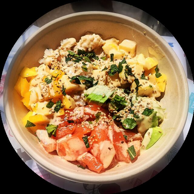 SAUMON cahuète poke and cream