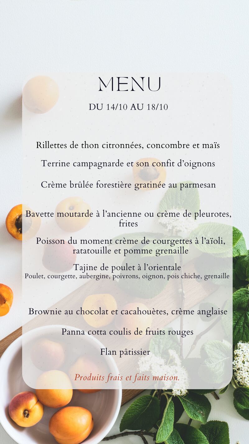 Menu du 14/10/25 au 18/10/25