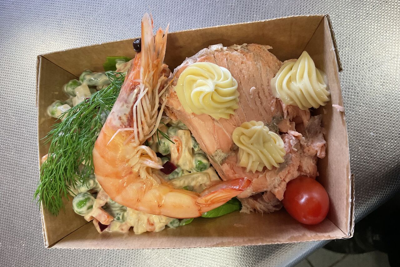 Darne de saumon et Macedoine