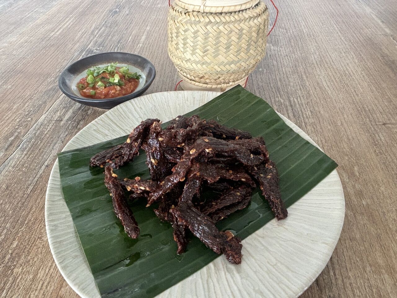 Boeuf séché avec riz gluant 