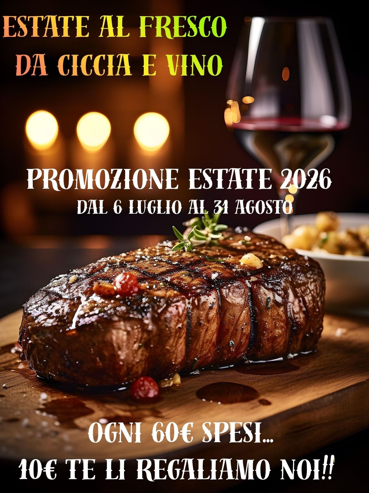  FUORI SI BOLLE? DA CICCIA E VINO SI GODE (AL FRESCO!) 10 EURO DI SCONTO OGNI 60 EURO DI SPESA!!
