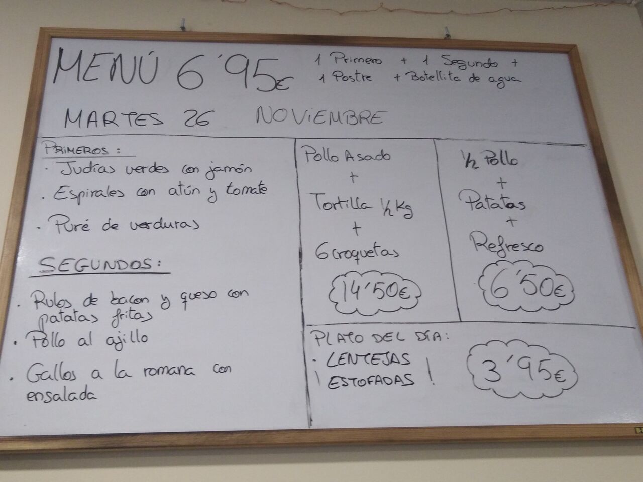 Menú 26de noviembre 