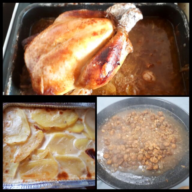 CHAPON FARCI AUX FIGUES, L'AUTHENTIQUE GRATIN DAUPHINOIS ET MARRONS AUX OIGNONS CONFITS ET FIGUES