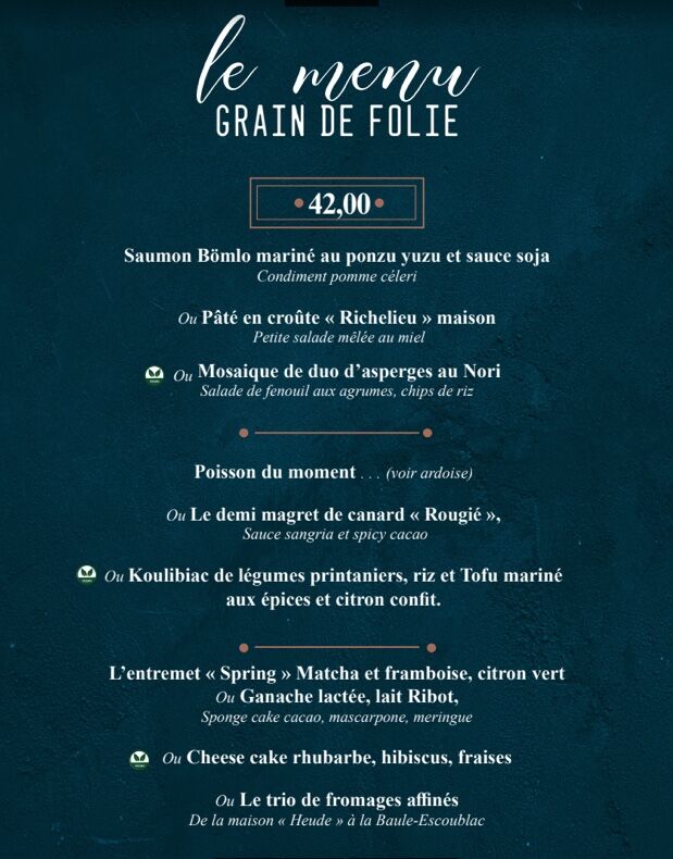 Menu Grain de Folie