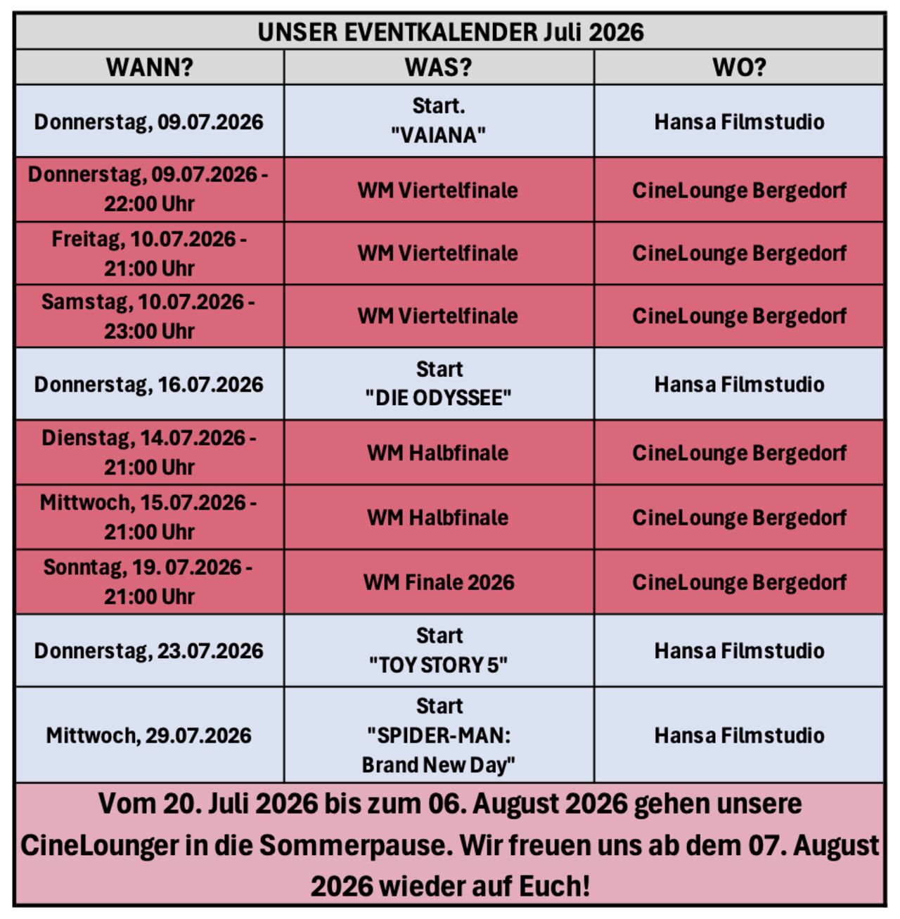 Unsere Events im Juli 2026