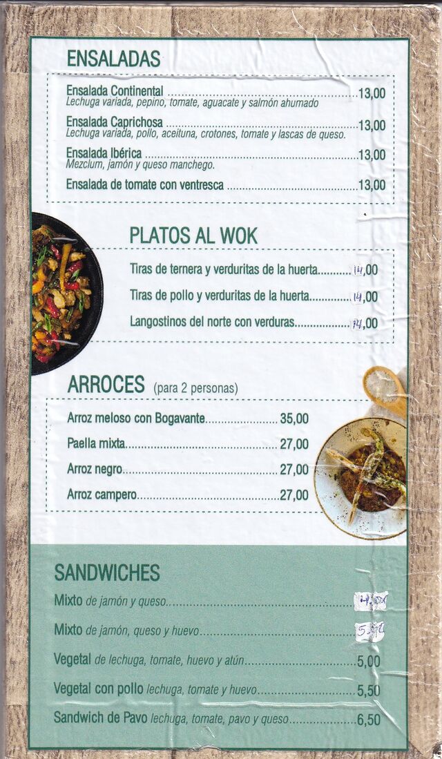 ENSALADAS, SANDWICHES, ARROCES, PLATOS AL WOK