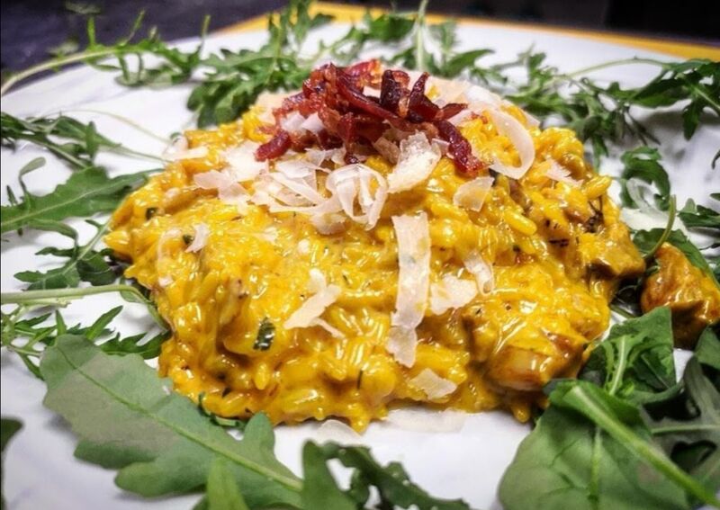 Risotto allo zafferano con speck e parmigiano 
