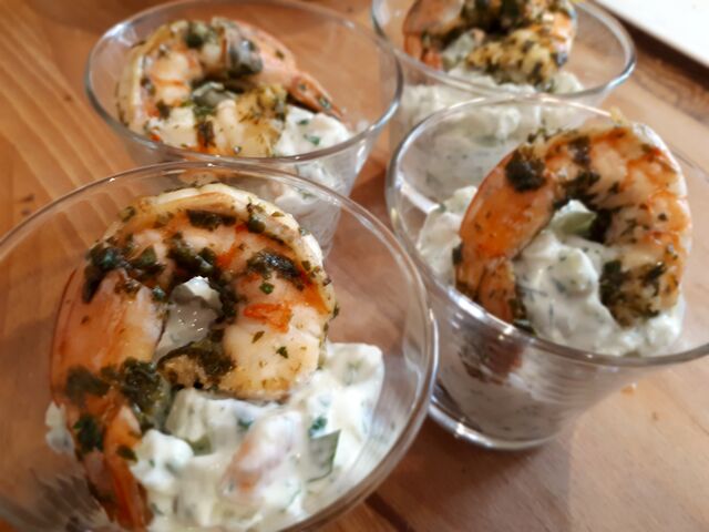 Verrines de fenouil aux gambas 