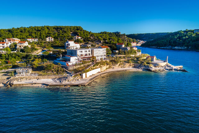 Look towards hotel from sea