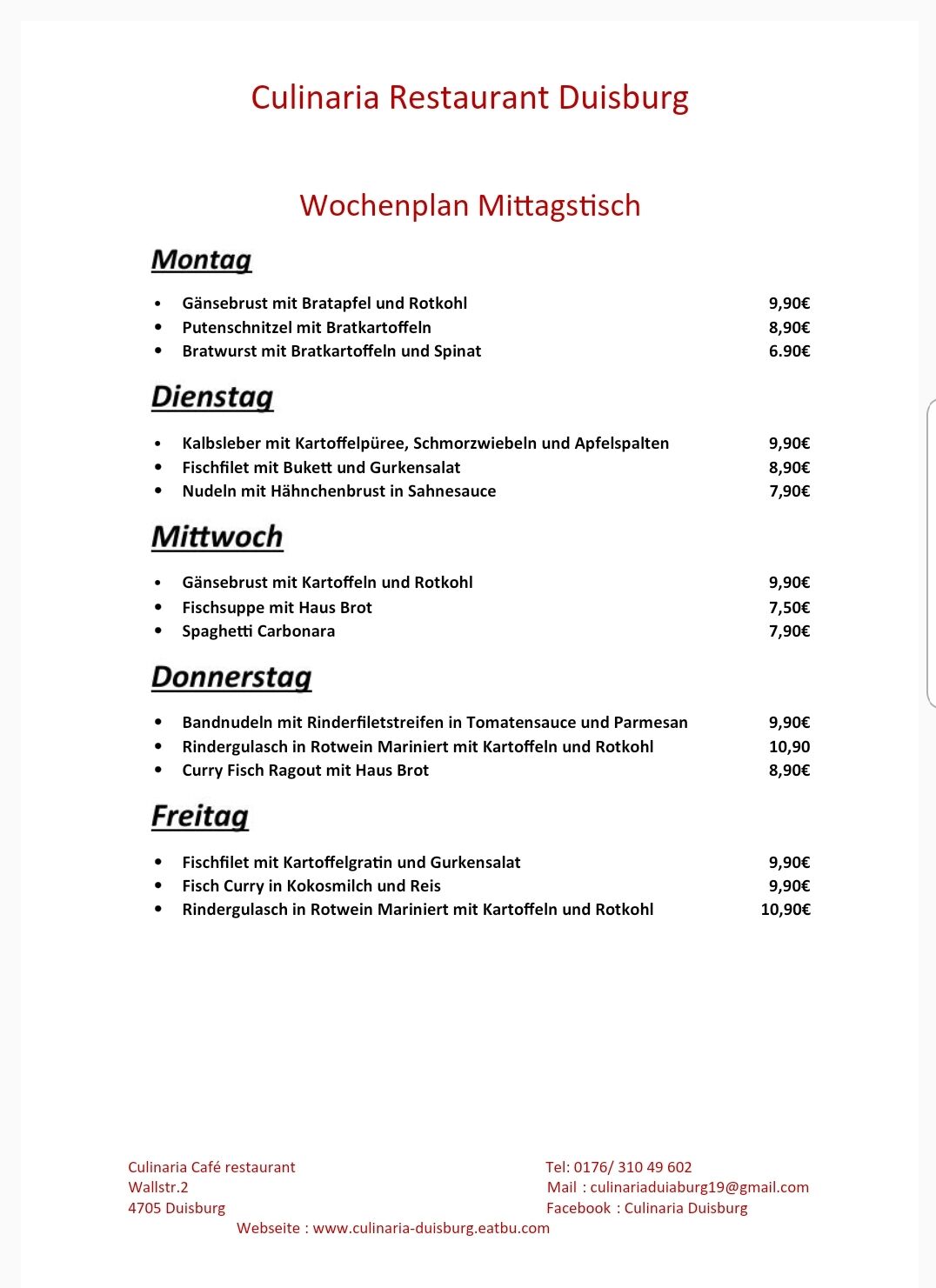 Wochenplan 25-29.11.2019