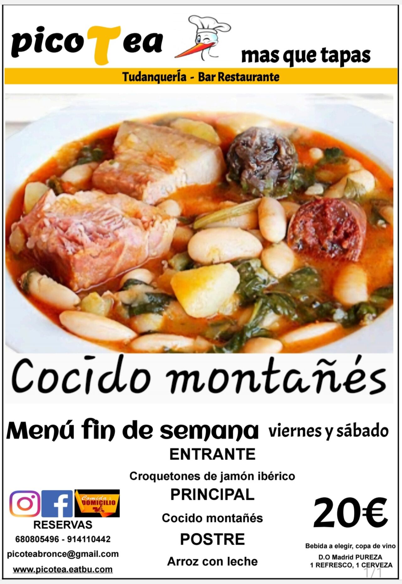 EN FEBRERO MENÚ FIN DE SEMANA