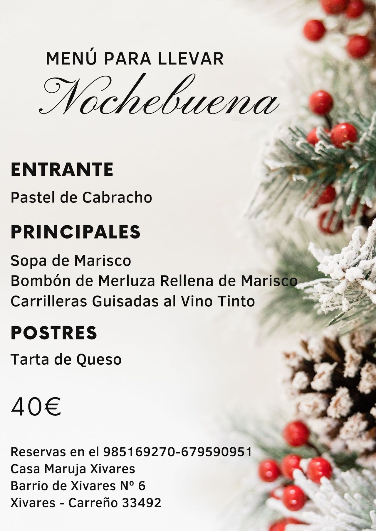 MENU NOCHEBUENA PARA LLEVAR
