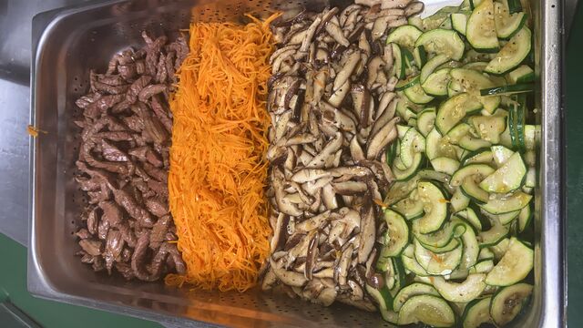 mise en place pour le Bibimbap Coreen