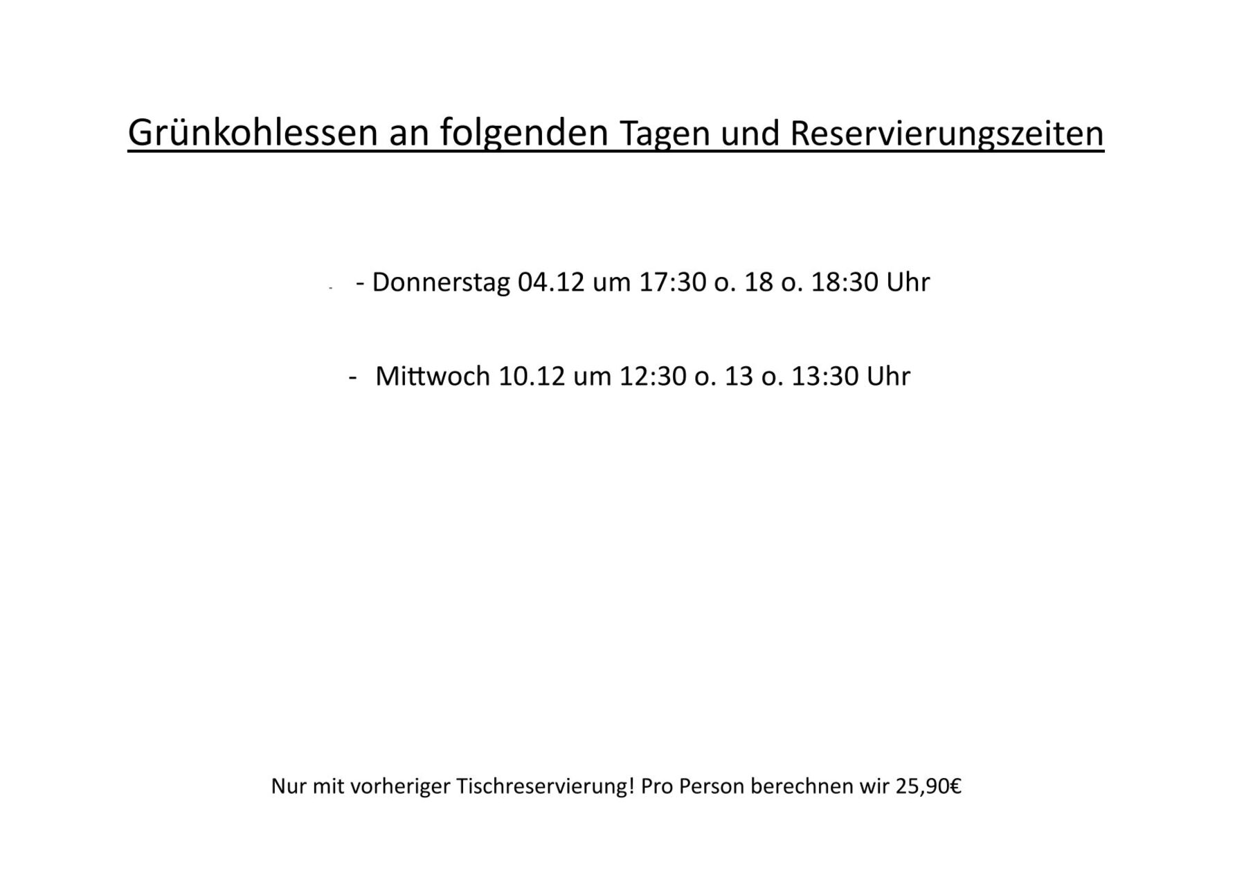 Grünkohlessen ab November