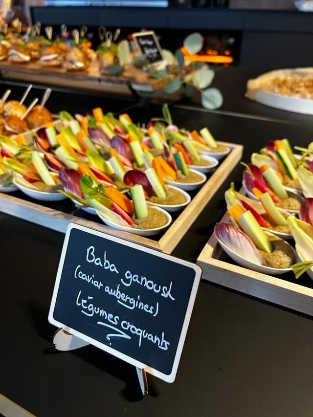 Baba ganoush et légumes croquants