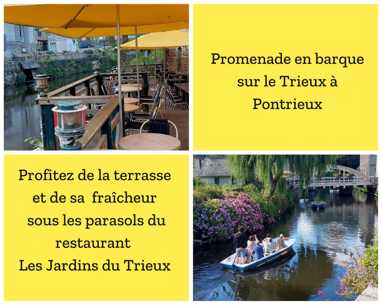 Restaurant Les Jardins du Trieux : le restaurant côté terrasse longeant le Trieux
