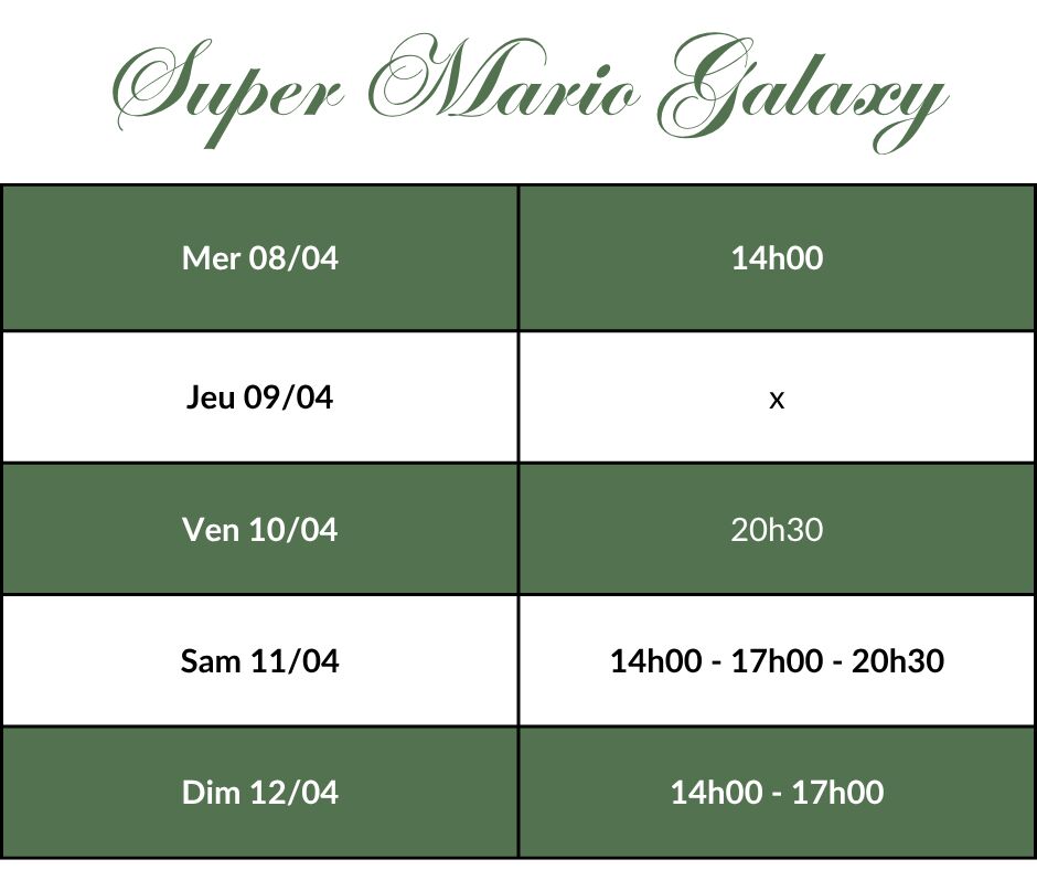 Super Mario Galaxy - Horaires