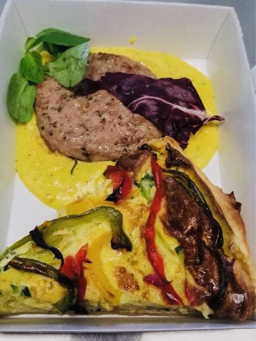 Steak de veau et son flan de légumes sauce curry