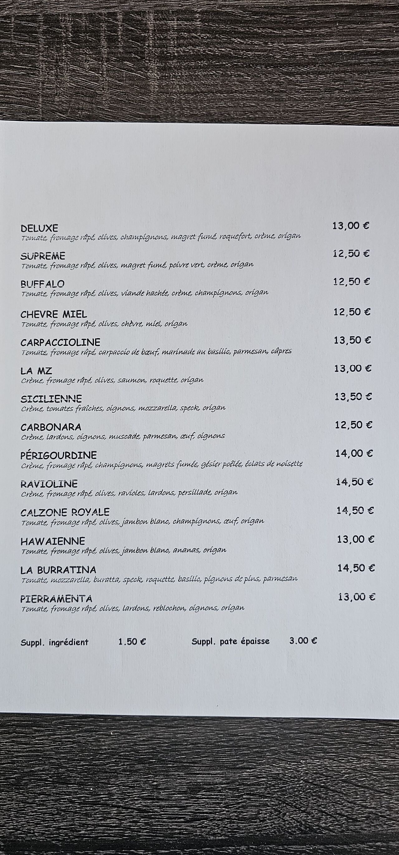 Nos pizzas à emporter 