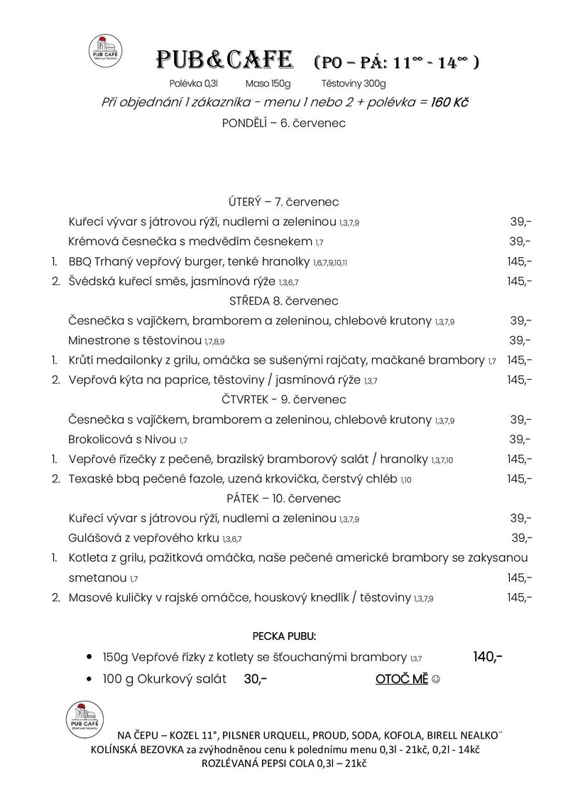 Denní menu od 7. červenec
