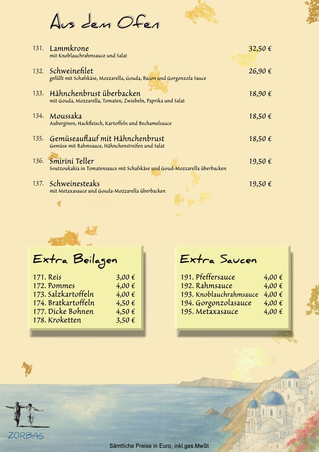 Speisekarte 5/7 Aus dem Ofen