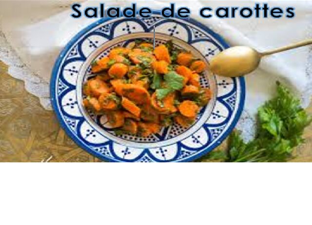 Salade de carottes 6 € la part
(carottes cuit à la vapeur, persil, citron)
