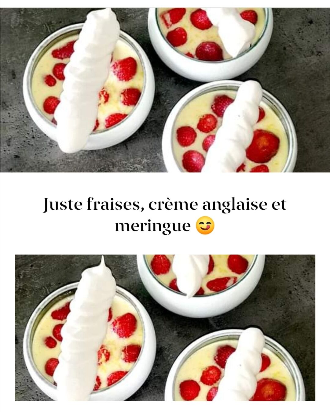 Fraises, meringue et crème anglaise, tout simplement