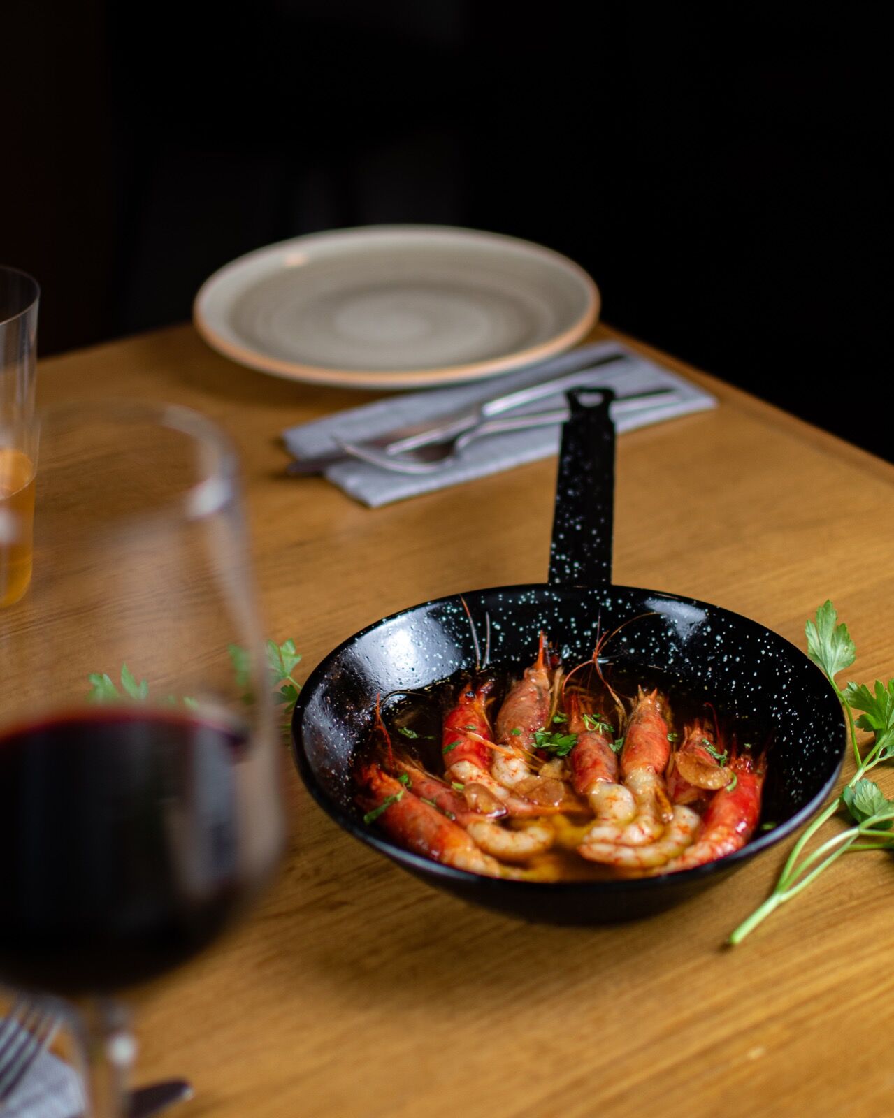 Detalle Gambas al ajillo