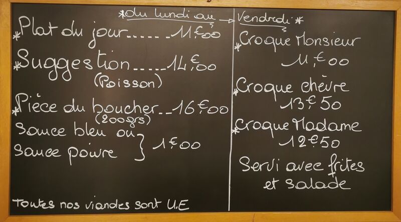 Carte du lundi au vendredi 