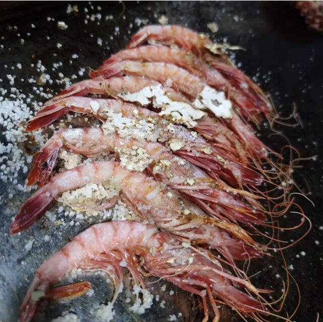 Gamba roja de la bahia de Santa Pola a la plancha