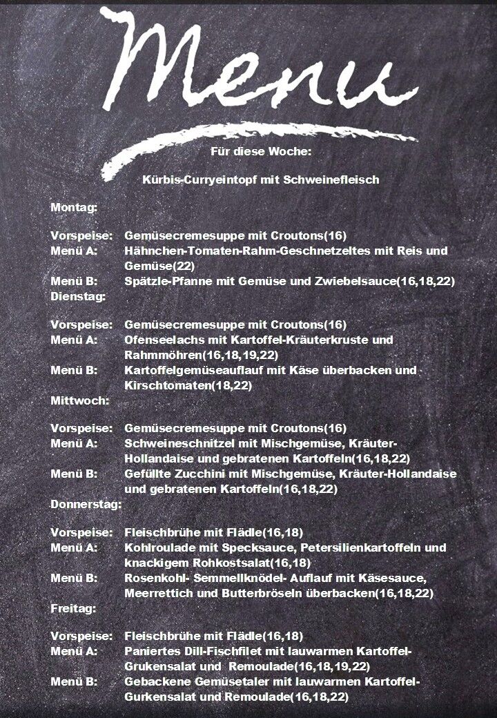 Speiseplan für diese Woche