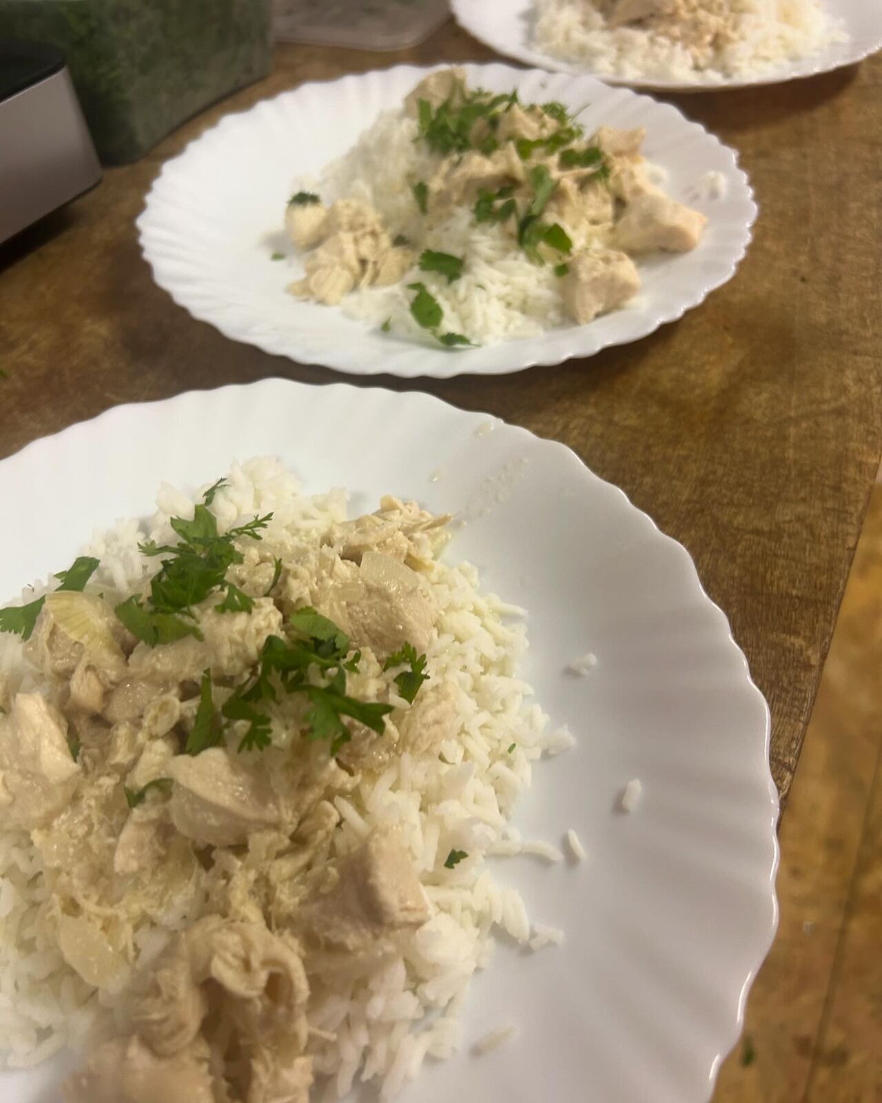 Sauté de poulet au vin blanc, riz basmati