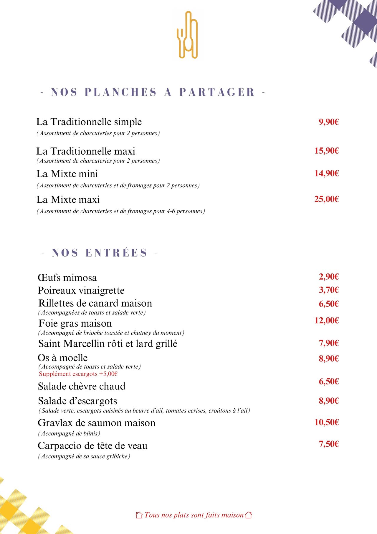 Entrées, Planches été 26