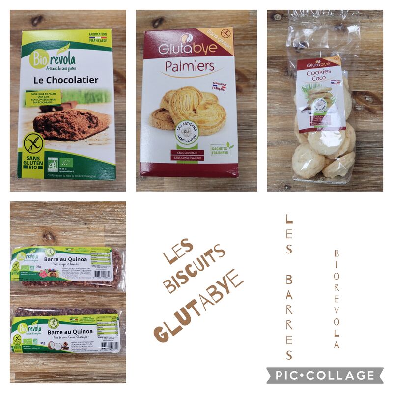 les biscuits et barres Biorevola et Glutabye disponibles en boutique