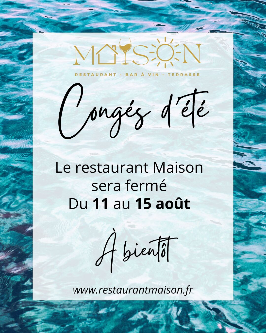 pause estivale du 11 au 15 aout 2026