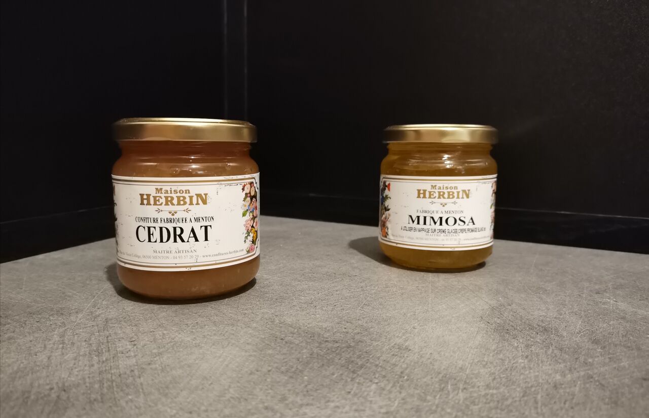 confiture 230g=cédrat = 8.10€ le pot. Préparation au mimosa=6.90€ le pot