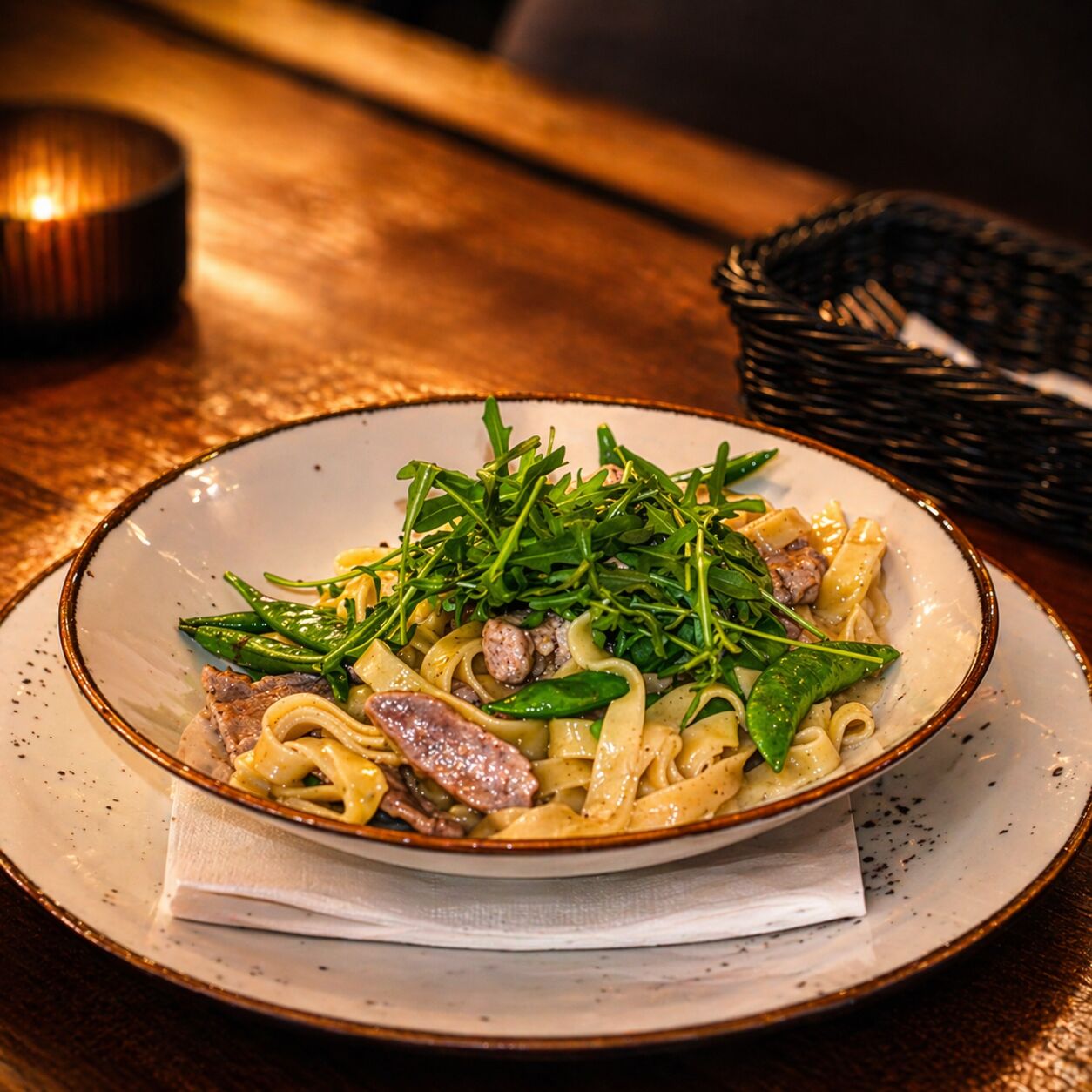 Makaron Tagliatelle z polędwiczką wieprzową