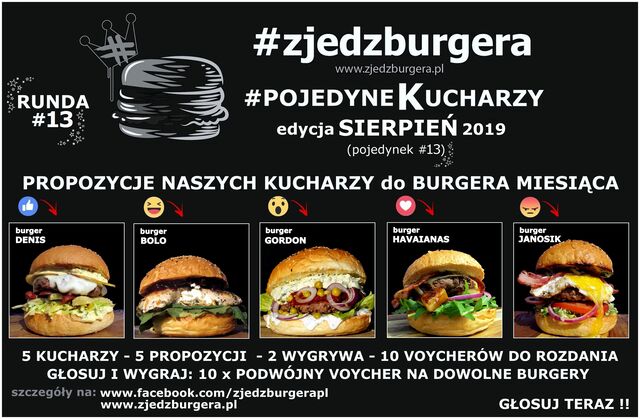 Bezpośredni link do KONKURSU tutaj: https://www.facebook.com/zjedzburgerapl/